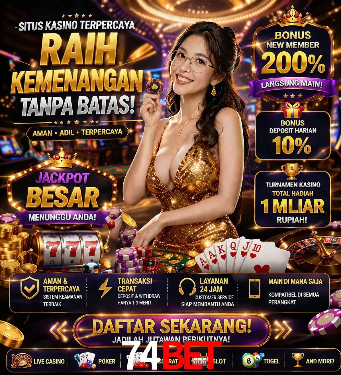 Roleta e blackjack 74bet